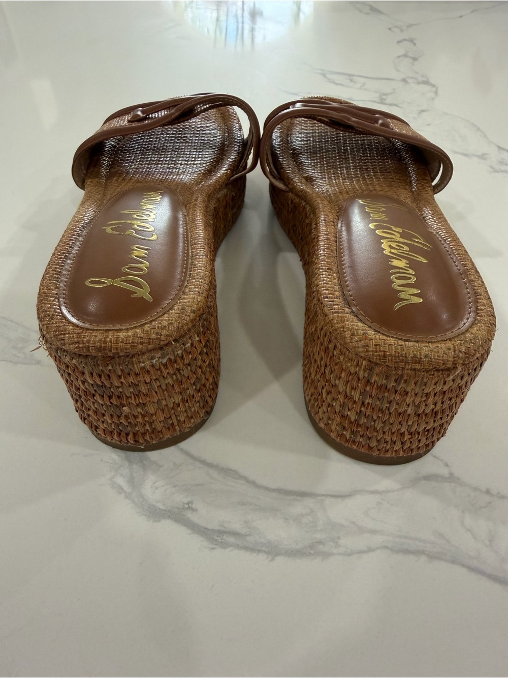 Sam Edelman Pauleena Platform Wedge Slide Sandals Rich Cognac Size 8 - Picture 4 of 4